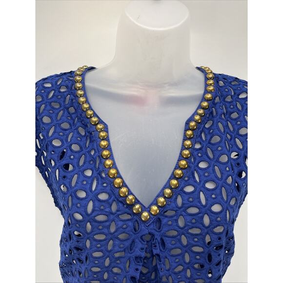 Lilly Pulitzer For Target Navy Blue Eyelet Cover Up Size XS - Picture 4 of 8